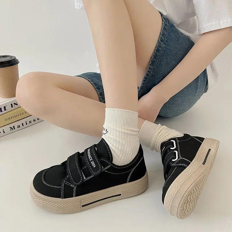 Woman Footwear Black High On Platform Casual Light Canvas Shoes for Women Offers Designer Luxury Comfortable and Elegant New In
