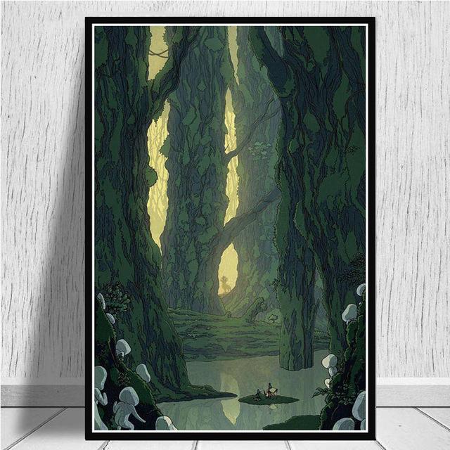 Japan Anime Princess Mononoke Canvas Painting Posters and Prints Wall Art Pictures for Living Room Cuadros Home Decoration No Frame