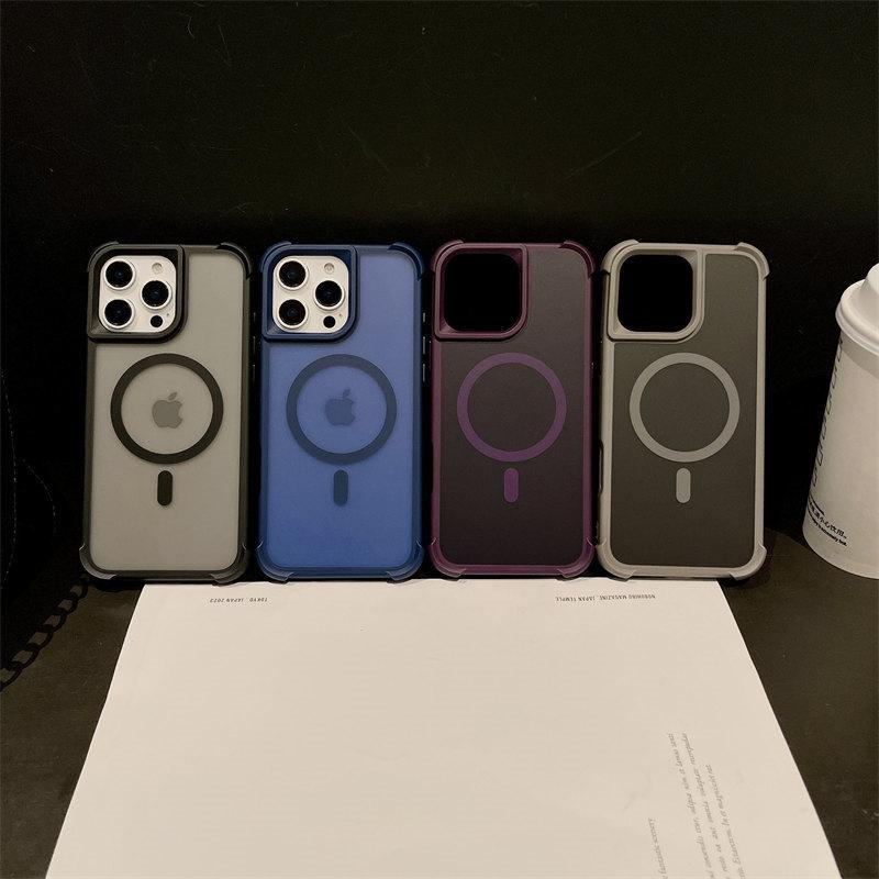 Magnetic Luxury Matte Fall Prevention Armor Shockproof Case For iPhone 16 15 14 13 12 Pro Max Wireless Charge For Magsafe Cover