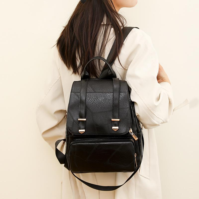 Backpack Women's Bag Fashion Large Capacity Retro Soft Leather Women's Backpack