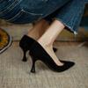 Women's Luxury High Heels 2025 New Spring and Autumn Shallow Mouth Soft Surface Work Shoes Pointed Thin Heel Sexy High Heels