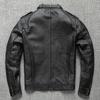 Retro First-layer Pure Cowhide Leather Jacket for Men, Short Washed and Distressed Motorcycle Leather Jacket