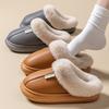 Waterproof Leather Cotton Slippers, Women's Home Cotton Shoes, Indoor Anti Slip and Warm, Worn Outside, Wear-resistant Thick Soled Shoes for Men