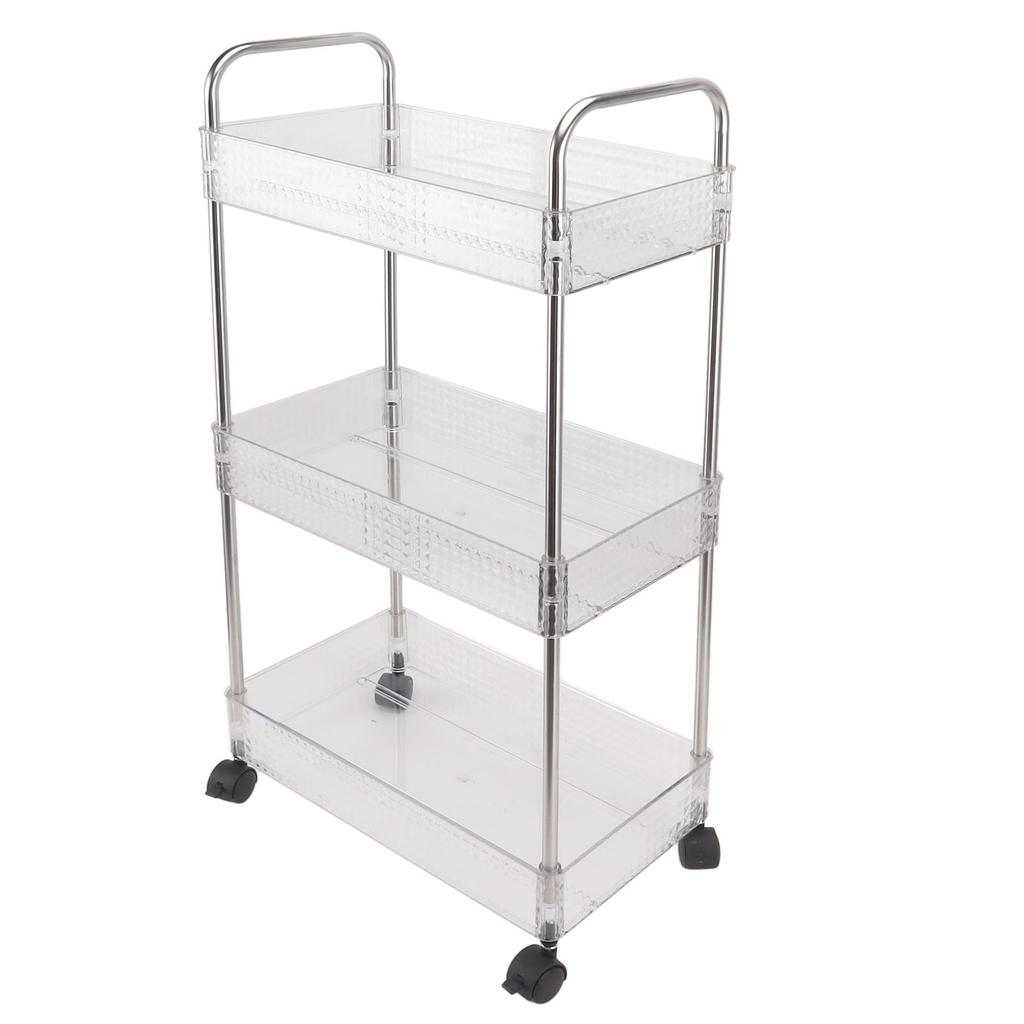 Kitchen Storage Rack Multifunctional 3 Tier Mobile Storage Cart for Bathroom Laundry Room Narrow Places