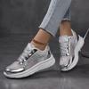 Fashion Women Shoes Bling Silver Shoes Shining Sneakers Trend Casual Breathable Sneakers