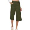 Women's Solid Color Cotton And Linen Fashionable Loose High Waist Cropped Casual Pants
