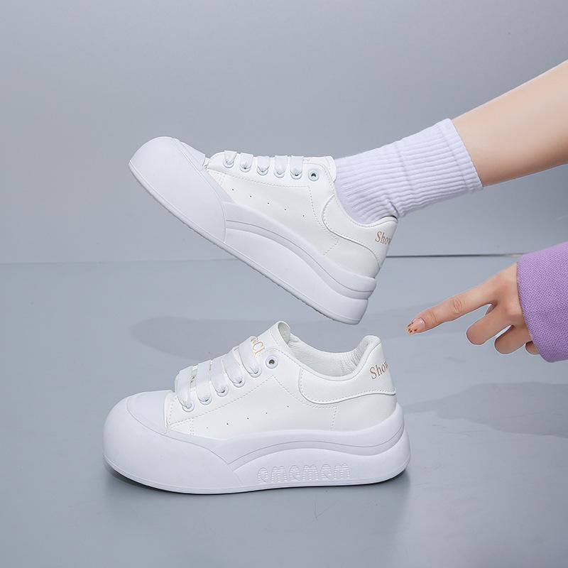 2025 Spring Little White Shoes New Korean Version Ins Female Students Height Increase Platform Sports Board Shoes Casual Shoes Female W3031