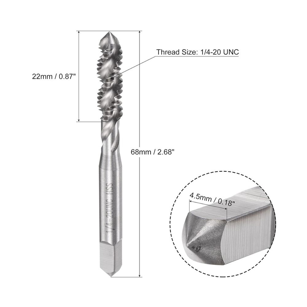 HSS (High Speed Steel) Spiral Flute Threading Tap 1/4-20 UNC  Wide Application