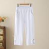 Summer New Cotton Casual Cropped Pants for Women High Waisted Loose Oversized Straight Leg Pants