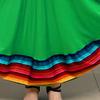 Maxi Skirt Ladies Folk Dance Skirt Elastic Waist Spanish Swing Skirt Rainbow Large Swing Hem Mexican Flamenco Performance Skirt