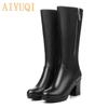 Women Winter Boots Genuine Leather Boots  Warm Snow Boots Lady Fashion Shoes