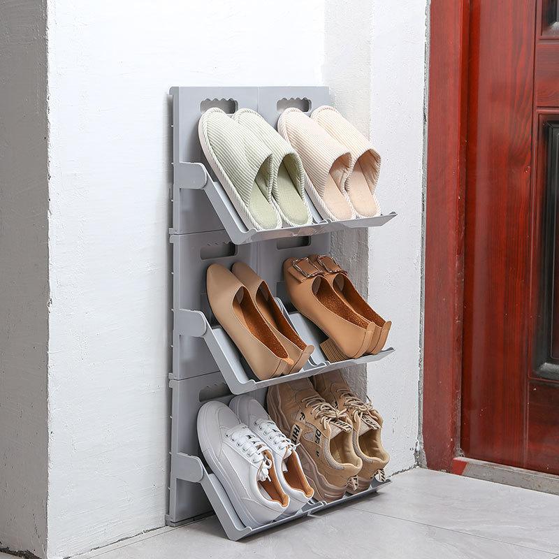 Folding Shoe Rack Free Perforation-free Household Simple Shoe Cabinet Shoe Storage Can Be Assembled and Spliced To Save Space
