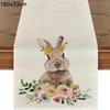 2024 Easter Rabbit Table Runner Linen Bunny Dining Table Cloth Placemat Spring Holiday Happy Easter Decoration For Home Kitchen