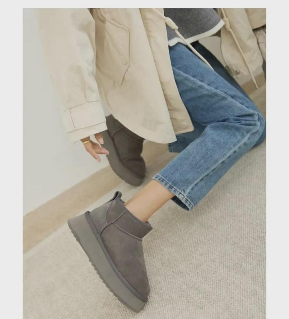 Zhou Dongyu's 2024 Autumn/Winter Women's Fur & Velvet Warm Short Snow Boots with Thick Soles