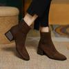 Autumn Winter Women Boots Square Toe Chunky Heel Women Shoes Ankle Boots for Women Winter Platform Suede Shoes Zapatos