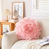 Flower Cushion Cover 55cm Stereoscopicl Organza Flower Pillowcase Round Luxury Cushion Princess Style Sofa Home Decoration