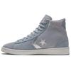 Cons Pro Leather Non-slip and Abrasion Resistant High-Top Board Shoes Unisex Gray Blue Silver