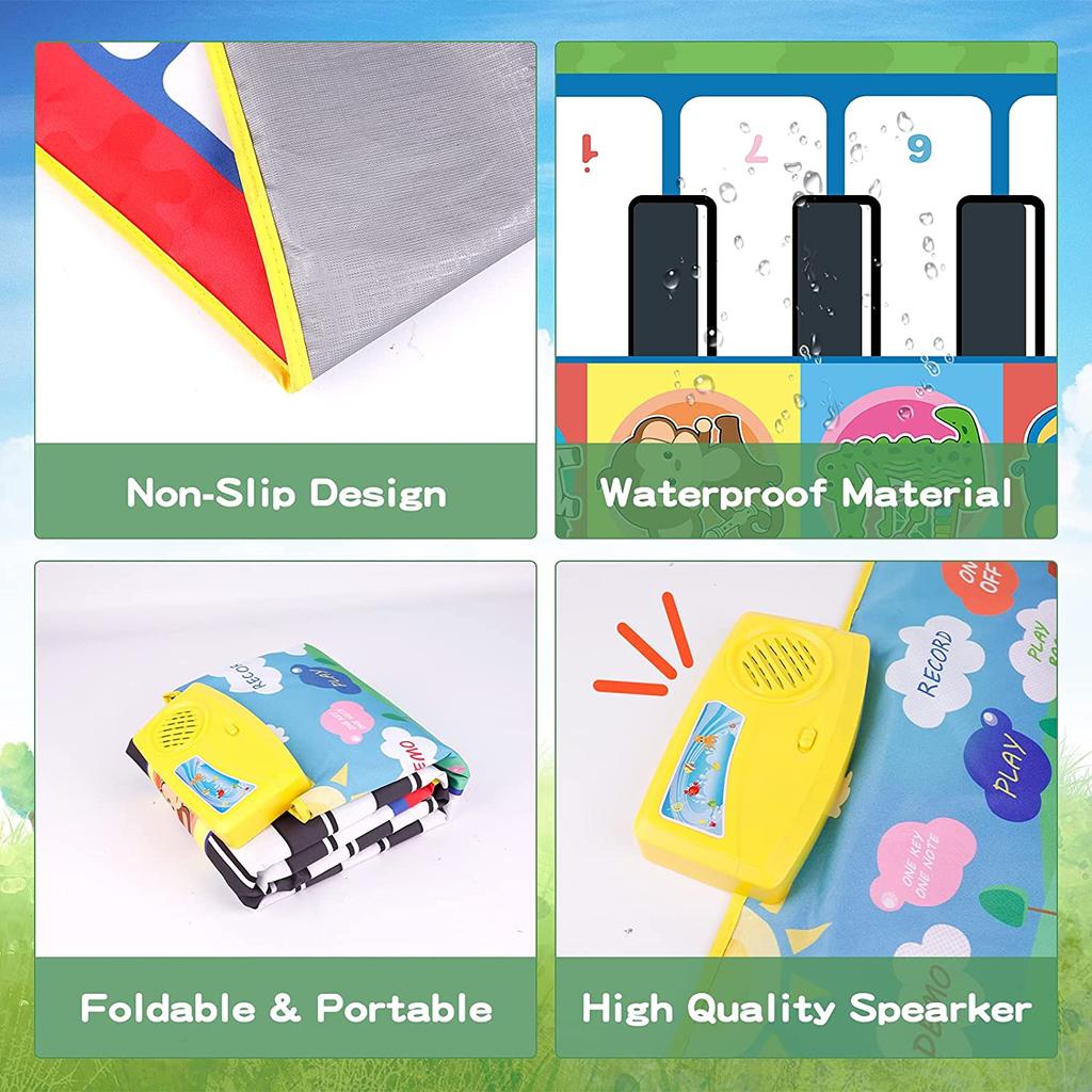 Piano Mat for Toddlers 1-3,44" X 20" Double Keyboard Music Floor Dance Mat 20 Keys with 8 Instrument Sounds,Learning Educational Toys Gifts for Baby