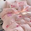 Washed Cotton Four-piece Set Bow Dormitory Three-piece Set Bed Sheet Quilt Cover Supplies