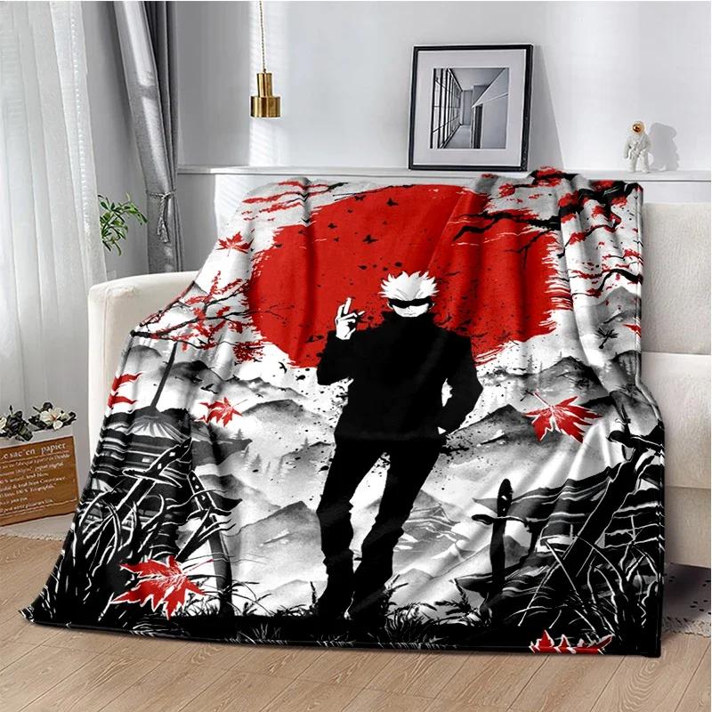 Cartoon Anime Jujutsu Kaisen Throws Blanket Super Soft Featuring Yuji,Megumi,obara and Satoru Gojo Blanket for Travel Beding Bed#