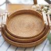 Creative Rattan Tray Fruit Tray Bamboo Bread Basket Fruit Basket Dessert Tray Practical Kitchenware