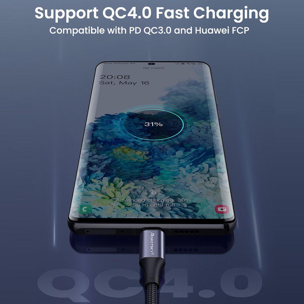 Mobile Phone Data Line Quick Charge 4.0 Right Angle PD 100W Fast Charging USB C To USB Type C Cable