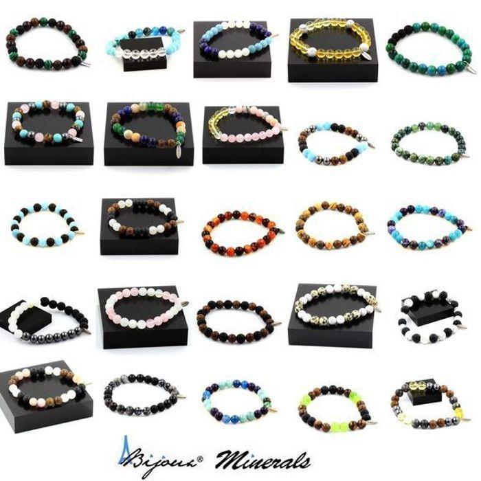 Stones and Minerals. Congo Malachite Beads Bracelet + Dream Agate + 8 Mm Wood. Made In France.