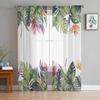 Summer Tropical Rainforest Plants Tulle Window Curtains for Bedroom Luxury Home Decor Drapes In Living Room Chiffon Panels