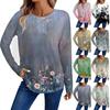 Women's Fashion Casual Long Sleeve Floral Print Round Neck Top