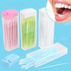 1Box Oral Care Disposable Plastic Toothpicks With Brushes Travel Teeth Cleaning Tool Two-Head Dental Floss Toothpick Random