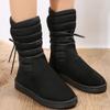 Fashion Women Boot Winter New Mid Length Snow Boot Plush Warm Cotton Shoe Knee Length Boot Winter Shoes Thickened Woolen BootsZapatos