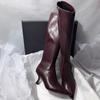 New Large 42 Winter New Thin Heel Cotton Boots Women's Fashion Pointed Side Zipper Anti-slip Wear-resistant High Boots