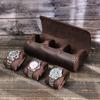 Vintage Crazy Horse Leather Watch Storage Box Set - Portable, Oval Design for Travel
