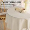 Pastoral White Tassel Tablecloth - French-Inspired Cotton Linen for Coffee and Bedside Tables