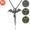 Hi Dragon Sword Winding Shape Necklace Luminous Pendant Rock Jewelry Ornament Alloy Necklaces