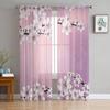 Flower Cherry Blossoms Tree Branch Gradient Sheer Curtains for Living Room Decor Window Curtains Kitchen Tulle Voile Curtains