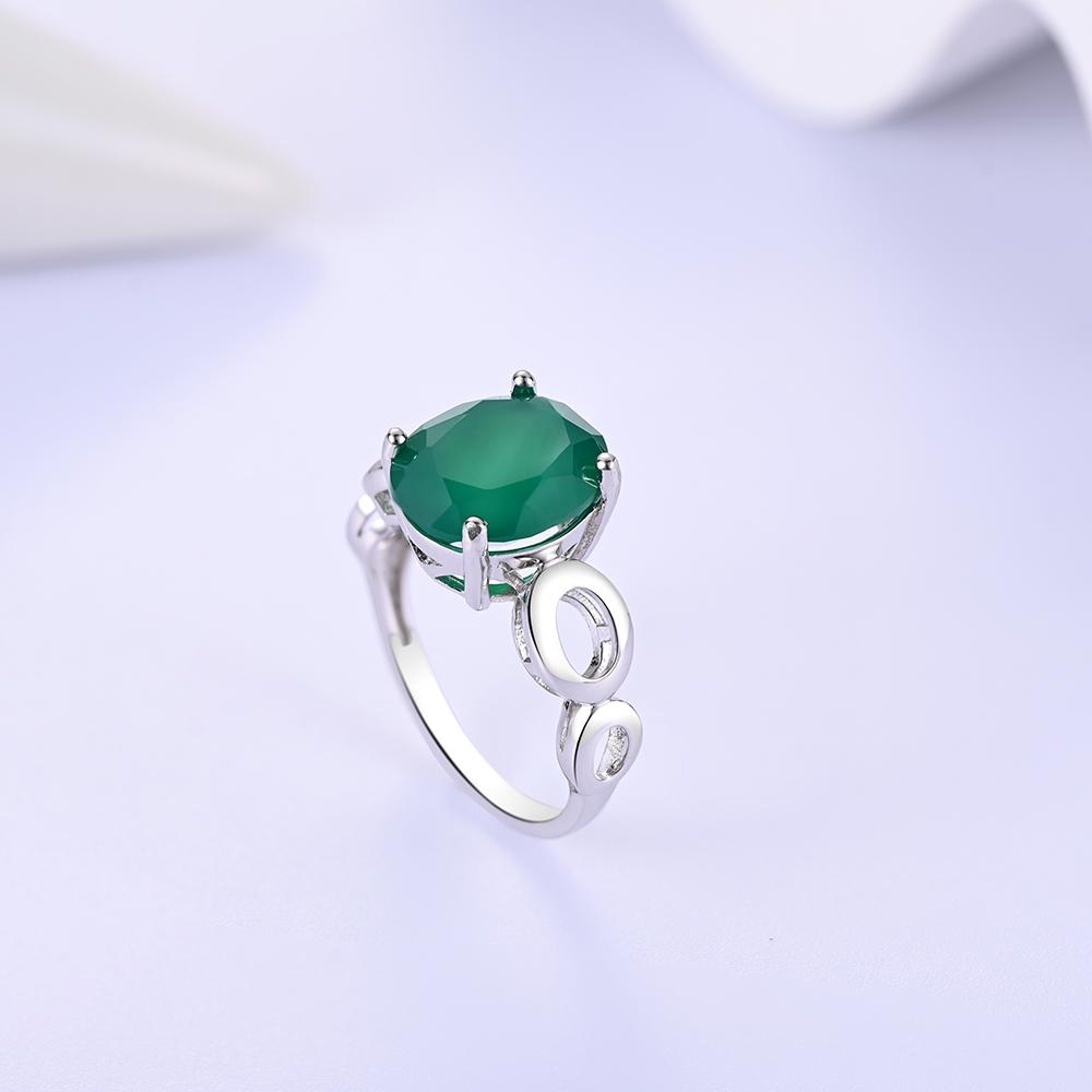 Classic Simple Design Natural Green Agate S925 Silver Ring Gorgeous Large Gems Fine Jewelry Ladies Anniversary & Holiday Gift