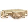 Day and Night - Day and Night Garden Furniture Set 10 Pieces Honey Brown Pine Wood Cushions