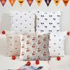 Halloween Decorative Pillow Cover Soft Plush Throw Cushion Case with 3D Embroidered Ghost Pumpkin Design for Couch Sofa Bedroom