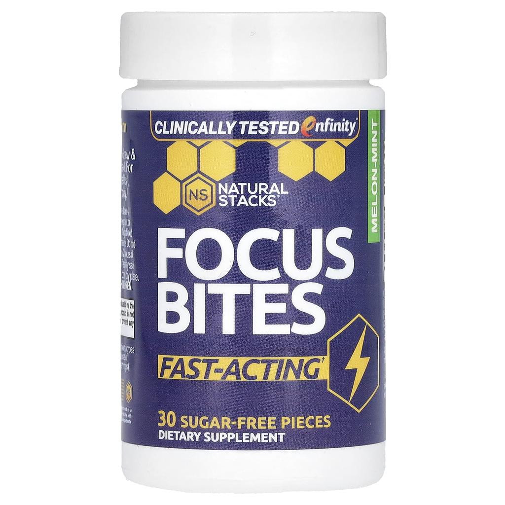 Focus Bites, Melon-Mint, Sugar Free, 30 Pieces