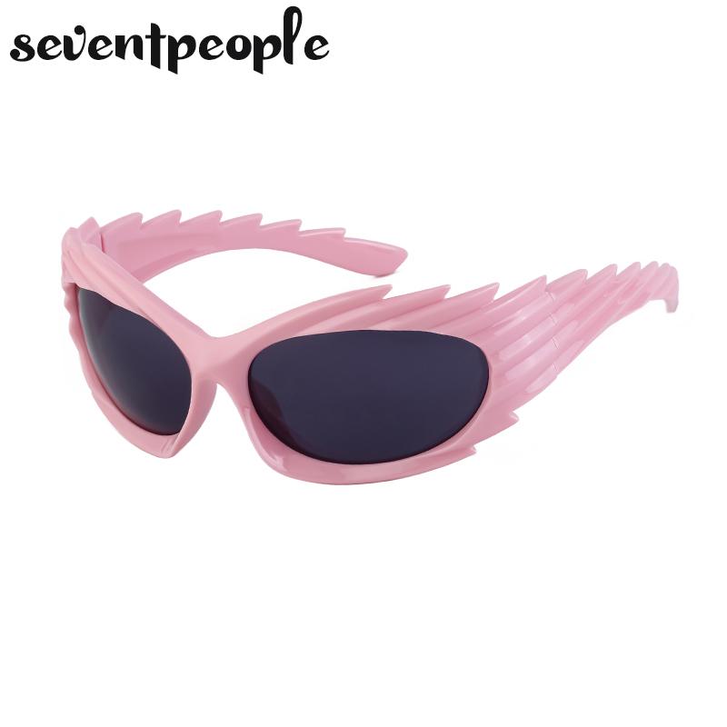 Spike Rectangle Sunglasses Women Men Luxury Brand Designer Fashion Punk Sun Glasses for Male Steampunk Y2K Sports Sunglass