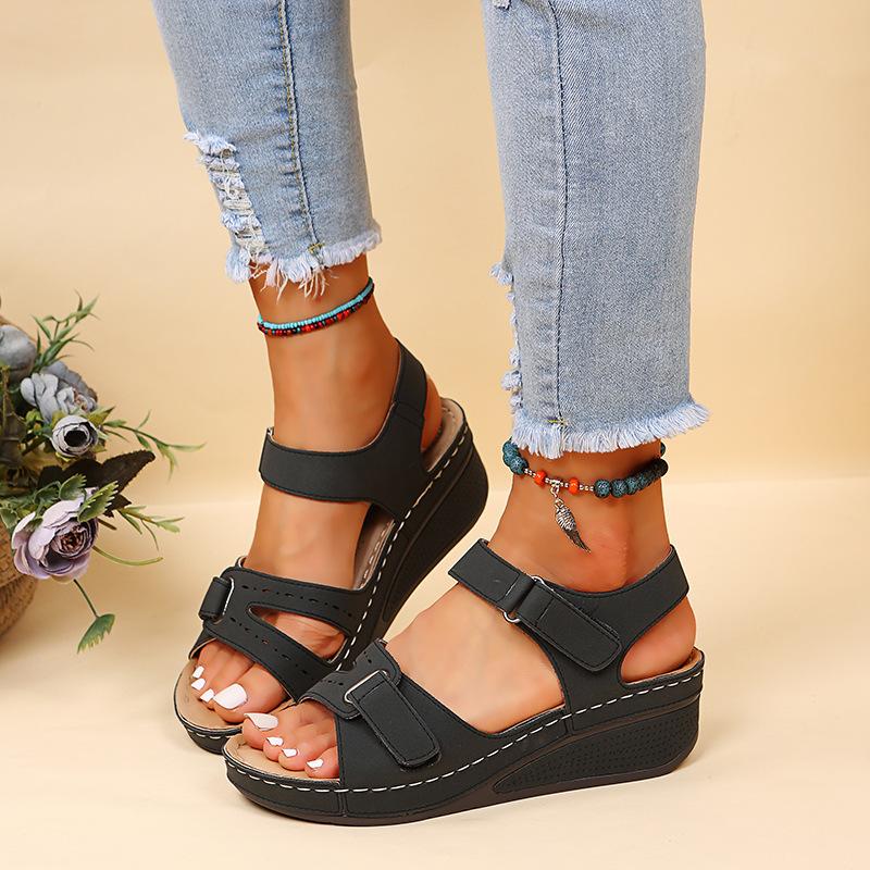 Women Sandals Summer Heels Sandalias Soft Bottom Wedges Shoes For Women Platform Sandals Luxury Shoes On Heel