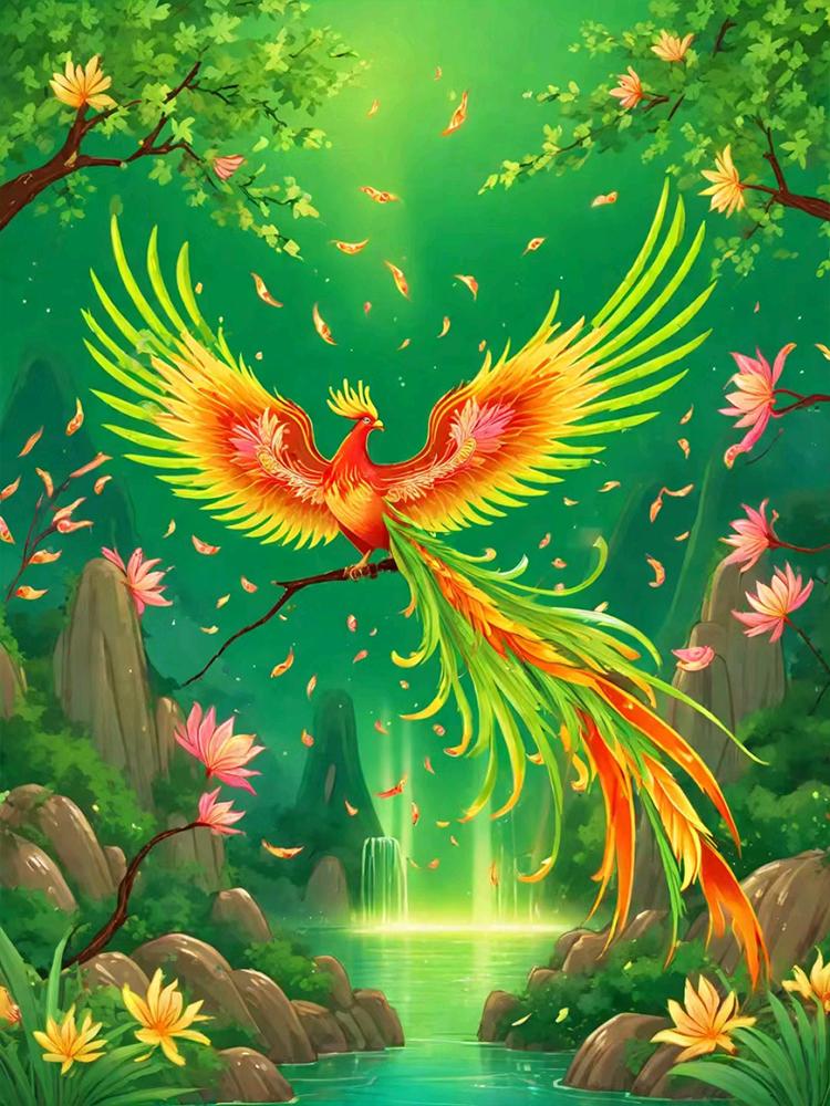 5d Diy Full Round Square Diamond Painting Phoenix Set Flower Animal Mosaic Embroidery Cross Embroidery Home Decoration Gift