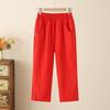 Summer New Cotton Casual Cropped Pants for Women High Waisted Loose Oversized Straight Leg Pants