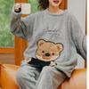 Autumn and Winter Two-piece Sets Thickened Warm Pajamas Long-Sleeved Women Coral Velvet Cute Cartoon Comfortable Sleepwear
