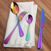4pcs Colorful Stainless Steel Dinnerware Set Western Rainbow Cutlery Golden Tableware Fork Knife Teaspoon Wedding Cutlery Set