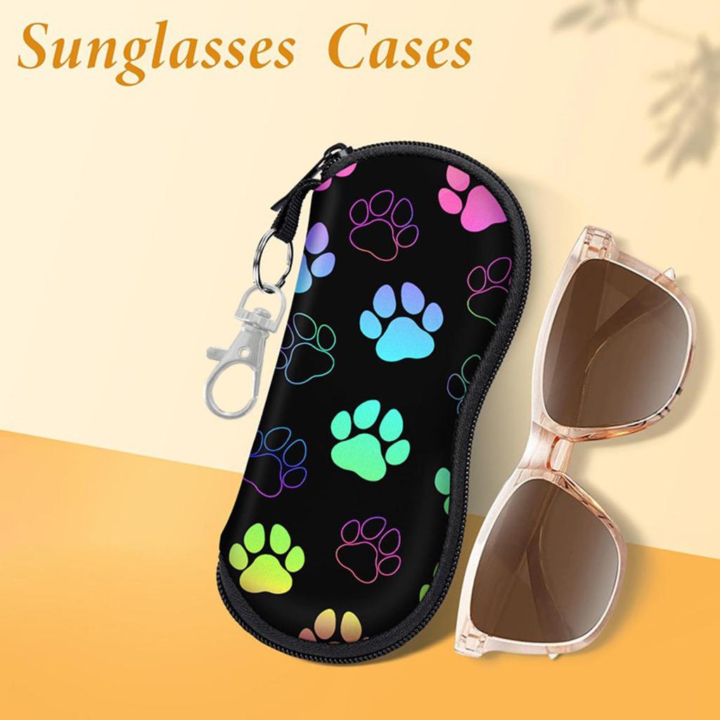 Portable Zipper Soft Glasses Case with Carabiner Sunglasses Case Zipper Eyeglass Pouch Glasses Protective Shell Bag
