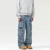 American Retro Multi-pocket Straight-fit Jeans Men and Women Street Wide-leg Casual Pants Street