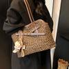 New Leopard Stitching Tote Bag Fashion Retro Matte Large-capacity Handbag Daily Commuter Shoulder Bag