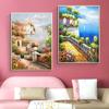 Abstract Flower Landscape Poster and Prints Mediterranean Sea Garden Oil Painting On Canvas Wall Art Picture for Living Room No Frame